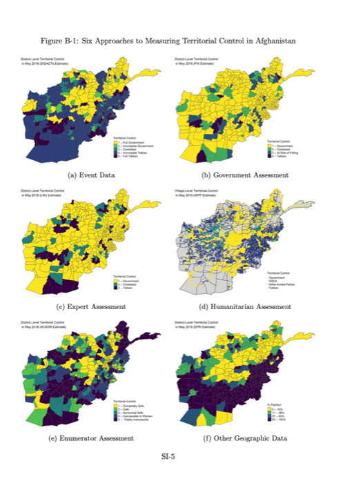 Six approaches to measuring territorial control in Afghanistan